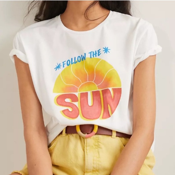 FARM Rio Anthropologie Follow The Sun White Graphic Tee - Picture 4 of 11